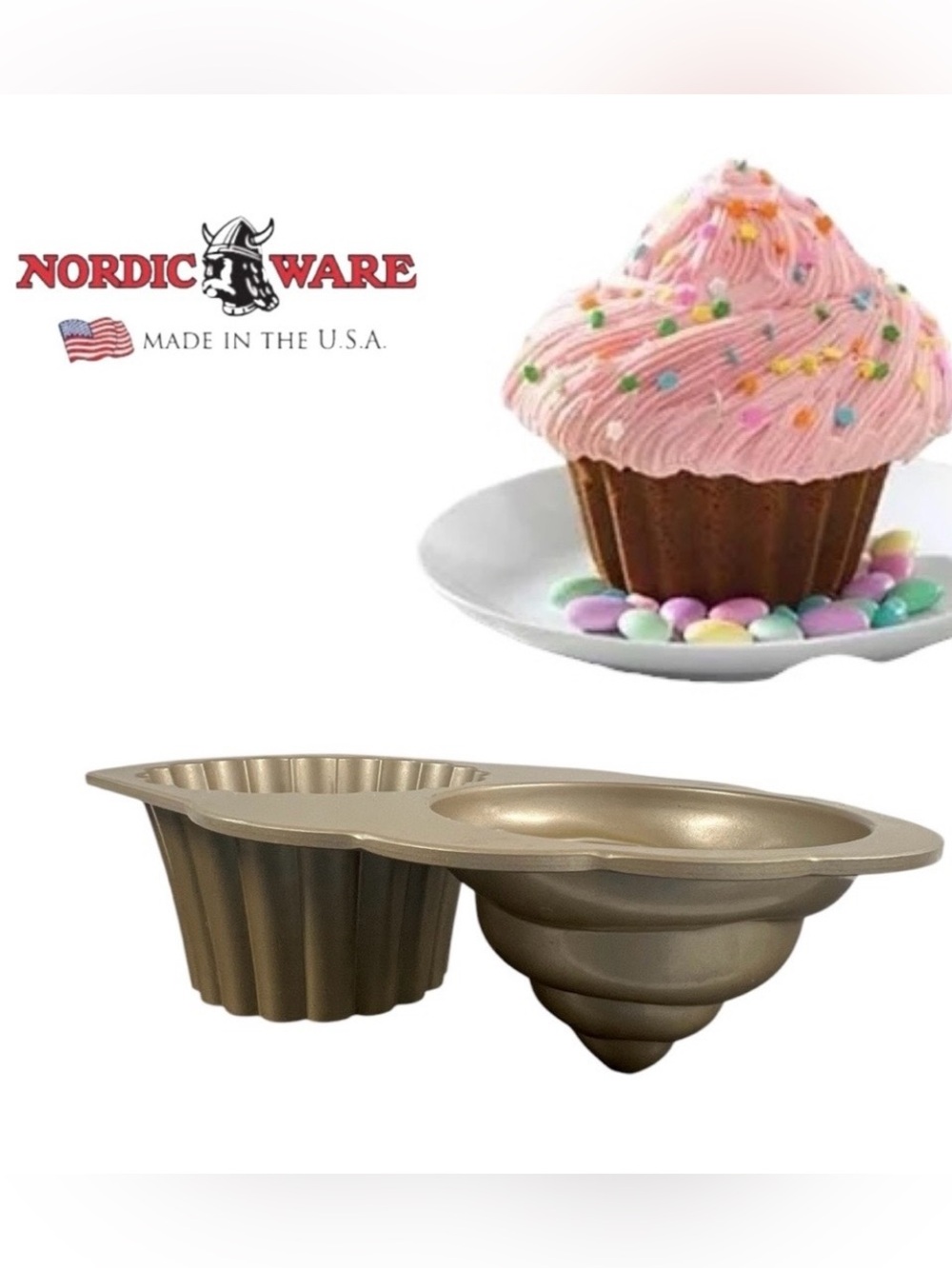 Nordic Ware Gold Two-Cavity Decorative Cupcake & Muffin Pan